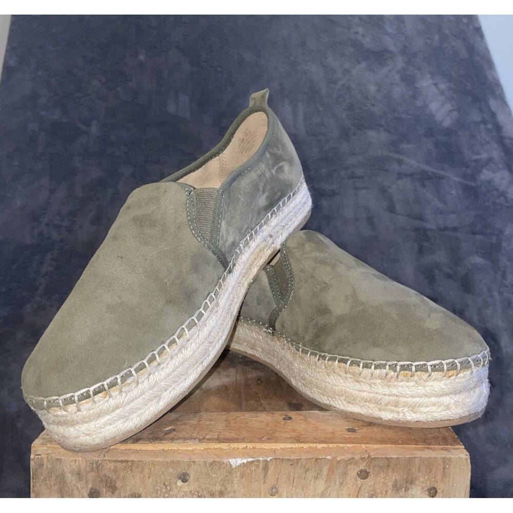 Sam Edelman Womens Carrin Suede Espadrille Platform Slip-On Shoes Khaki Sz 10.5